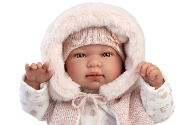 Llorens 84486 NEW BORN - realistyczna lalka bobas z dźwiękami i korpusem z materiału - 44 cm