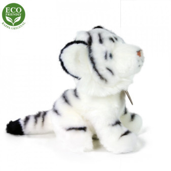 Pluszowy biały tygrys siedzący 18 cm EKOLOGICZNY