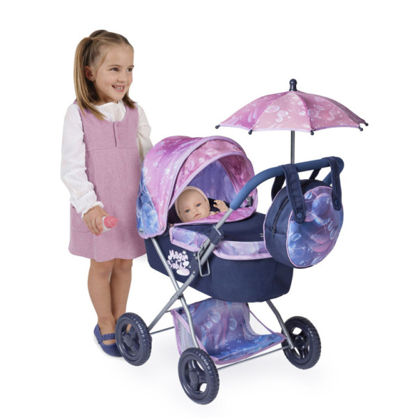 DeCuevas 85076 Składany wózek dla lalek z parasolem i torbą 2024 - 60 cm