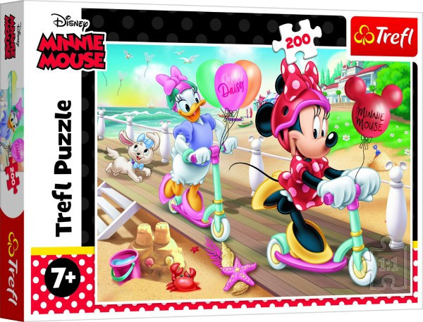 Puzzle Minnie na plaży/Disney Minnie 200 sztuk 48x34cm w pudełku 33x23x4cm