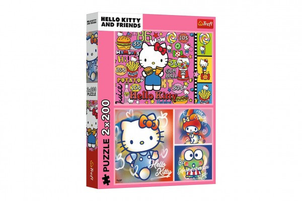 Puzzle 2x200 Hello Kitty i przyjaciele 41x27,5cm w pudełku 26x34x4,5cm