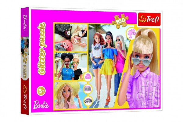 Puzzle Brokat Musująca Barbie 48x34cm 100 sztuk w pudełku 33x23x4cm