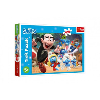 Puzzle Smerfy 100 elementów 41x27,5cm w pudełku 29x20x4cm
