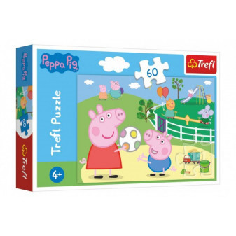 Puzzle Świnka Peppa Zabawa z przyjaciółmi 33x22cm 60 sztuk w pudełku 21x14x4cm