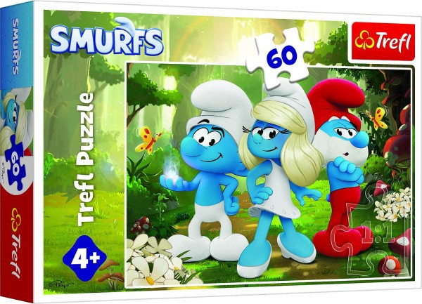 Puzzle Smerfy - Zaczarowany Las 33x22cm 60 elementów w pudełku 21x14x4cm