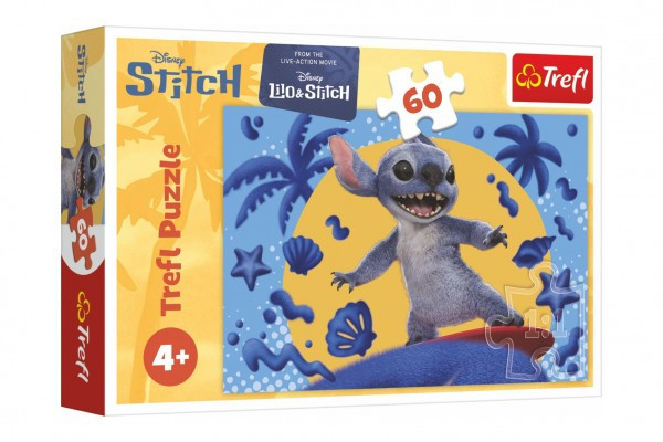 Puzzle Dzień ze Stitchem 33x22cm 60 elementów w pudełku 21x14x4cm