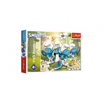 Puzzle Smerfy Przygoda 27x20cm 30 elementów w pudełku 21x14x4cm