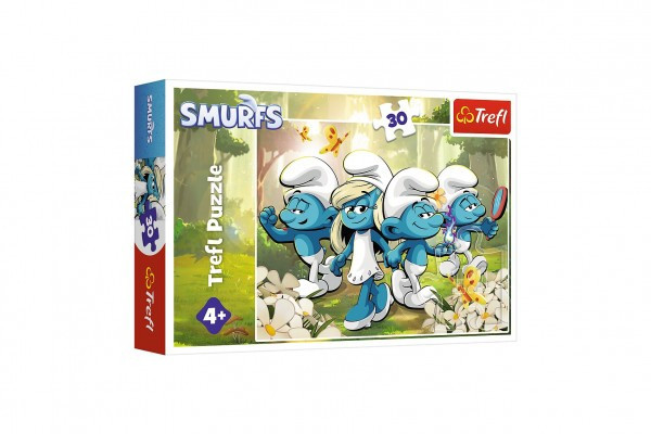 Puzzle Smerfy Przygoda 27x20cm 30 elementów w pudełku 21x14x4cm