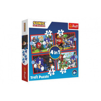 Puzzle 4w1 Sonic/Sonic Jeż 28,5x20,5cm w pudełku 28x28x6cm