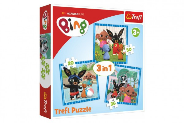 Puzzle 3 w 1 Bing Bunny Zabawa z przyjaciółmi w pudełku 28x28x6cm