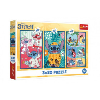 Puzzle 3x80 Lilo&Stitch - Stitch's World 18x27,5cm w pudełku 29x19x4cm