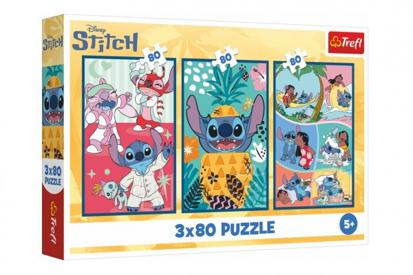 Puzzle 3x80 Lilo&Stitch - Stitch's World 18x27,5cm w pudełku 29x19x4cm