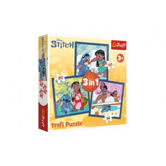 Puzzle 3 w 1 Lilo&Stitch - Czas ze Stitchem 20x19,5cm w pudełku 28x28x6cm