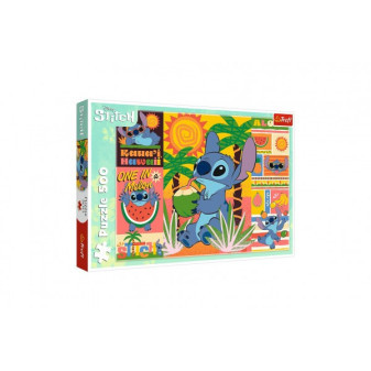 Puzzle Wakacje ze Stitchem 500 elementów 48x34cm w pudełku 40x27x4,5cm