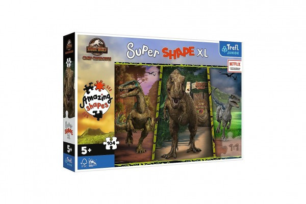 Puzzle 104 XL Super Shape Kolorowe dinozaury/Jurassic World 60x40cm w pudełku 40x27x6cm