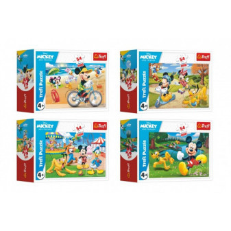 Minipuzzle 54 elementów Myszka Miki Disney/Dzień z przyjaciółmi 4 rodzaje w pudełku 9x6,5x4cm 40 sztuk w pudełku