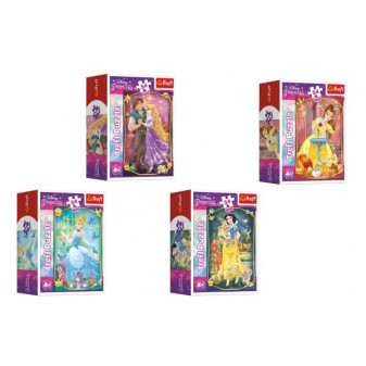 Minipuzzle Piękne księżniczki/Księżniczka Disneya 54 sztuki 4 rodzaje w pudełku 6x9x4cm 40 sztuk w pudełku