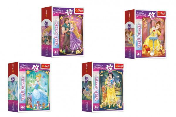 Minipuzzle Piękne księżniczki/Księżniczka Disneya 54 sztuki 4 rodzaje w pudełku 6x9x4cm 40 sztuk w pudełku