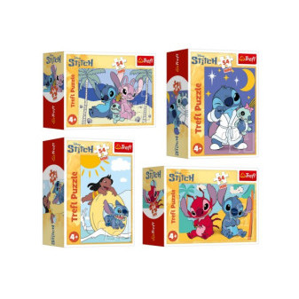 Minipuzzle Przygody Sticha 54 elementy 4 rodzaje w pudełku 6x9x4cm