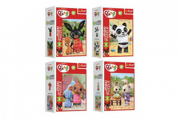 Minipuzzle miniMaxi 20 elementów Przyjaciele Binga/Królik Bing 4 rodzaje w pudełku 8x11cm