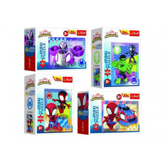 Mini puzzle miniMAXI 20 elementów Spidey i jego niesamowici przyjaciele 4 rodzaje w pudełku 11x8x4cm 24 szt. w pudełku