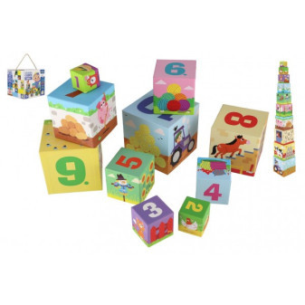 Kostka piramida farma puzzle kwadratowy karton 10 szt. w pudełku 15x14x14cm 12m+