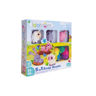 Lalaboom - Zestaw łączników koralikowych Animal Farm plastikowych 25 sztuk w pudełku 30x28x6cm 10