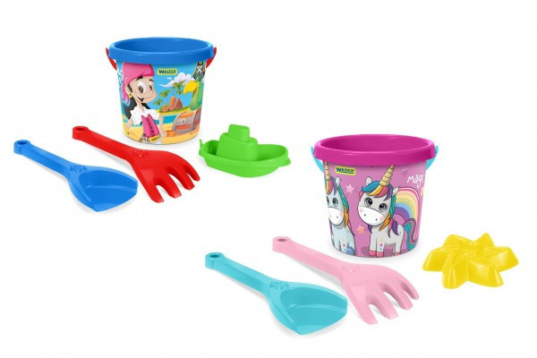 Zestaw do piasku 4szt plastikowy 2 rodzaje w siatce 15x20x15cm 12m+ woder