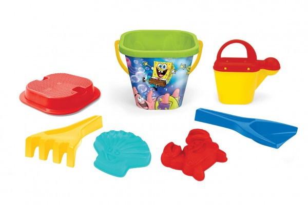 Zestaw do piasku 7 szt. Plastikowy SpongeBob 3 kolory w siatce 19x27x19cm 12m+ Wader