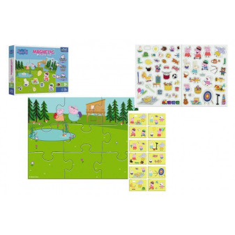 Puzzle magnetyczne Peppa i jej zabawa/Świnka Peppa 12 elementów w pudełku 28,5x22x5cm