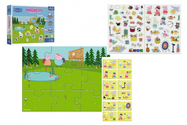 Puzzle magnetyczne Peppa i jej zabawa/Świnka Peppa 12 elementów w pudełku 28,5x22x5cm