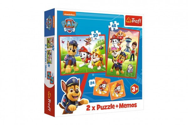 Puzzle 2 w 1 + pexeso Dog team Tlapková patrol/Psi Patrol 27,5x20,5cm w pudełku 28x28x6cm
