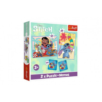 Puzzle 2w1 + pexes Lilo&Stitch Happy Day 27,5x20,5cm w pudełku 28x28x6cm