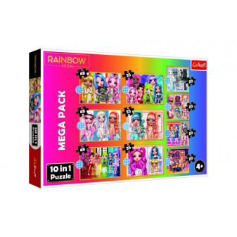 Puzzle 10 w 1 Kolekcja modnych lalek/Rainbow wysokie w pudełku 40x27x6cm