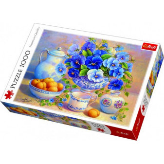 Puzzle Niebieski Bukiet 1000 sztuk w pudełku 40x27x6cm