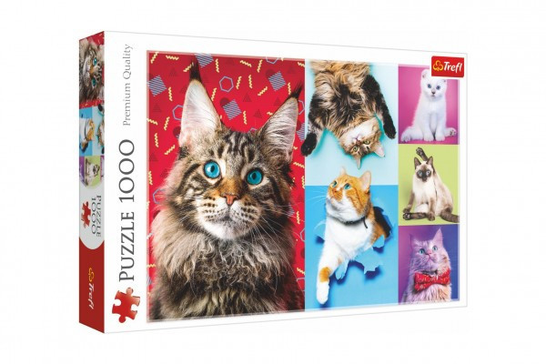 Puzzle Happy cats 1000 sztuk 68,3x48cm w pudełku 40x27x6cm