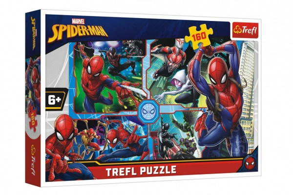 Puzzle Spiderman ratuje Disney kolaż 41x27,5cm 160 sztuk w pudełku 29x19x4cm