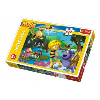 Puzzle Pszczółka Maja z przyjaciółmi 100 sztuk 41x27,5cm w pudełku 29x19x4cm
