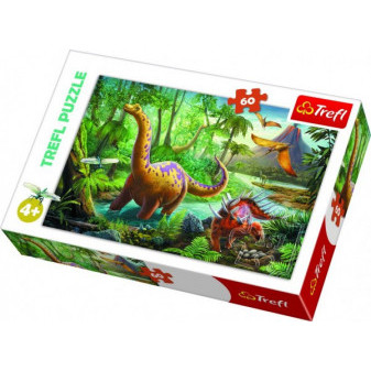Puzzle Dinozaury 33x22cm 60 sztuk w pudełku 21x14x4cm