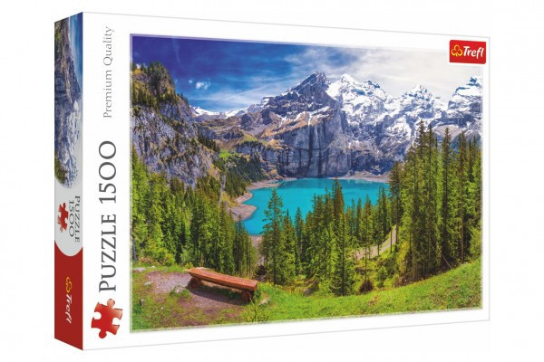 Puzzle Lake Oeschinen Alps, Szwajcaria 1500 sztuk 85x58cm w pudełku 40x26x6cm