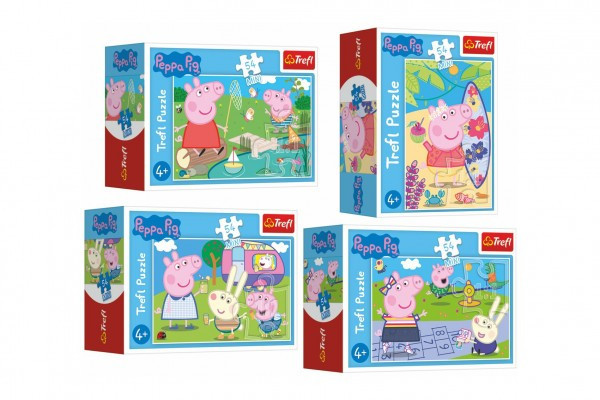 Minipuzzle 54 elementy Happy Day Peppy Pigs/Peppa Pig 4 rodzaje w pudełku 9x6,5x3,5cm 40 szt vb