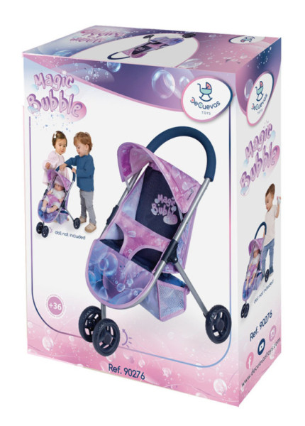 DeCuevas 90276 Wózek sportowy dla lalek, trójkołowy, Magic Bubble 2024 - 55 cm