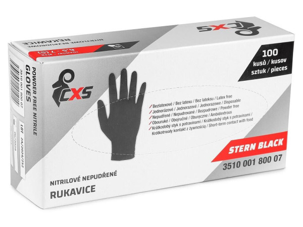 Rękawiczki CXS STERN BLACK, jednorazowe, nitrylowe, rozm. 7