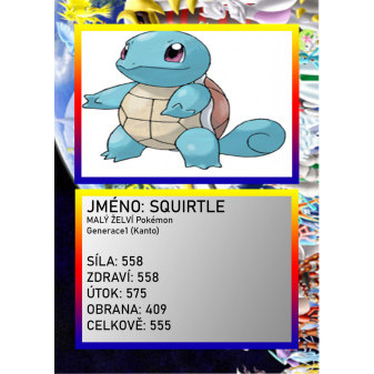 3D figurka pokemona: Squirtle Hráčská karta