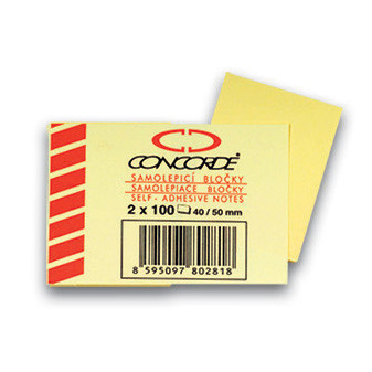 Bloczek kartek samoprzylepnych 4 x 5 cm 2 szt. żółta 200 szt. Concorde A1000