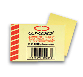 Bloczek kartek samoprzylepnych 4 x 5 cm 2 szt. żółta 200 szt. Concorde A1000