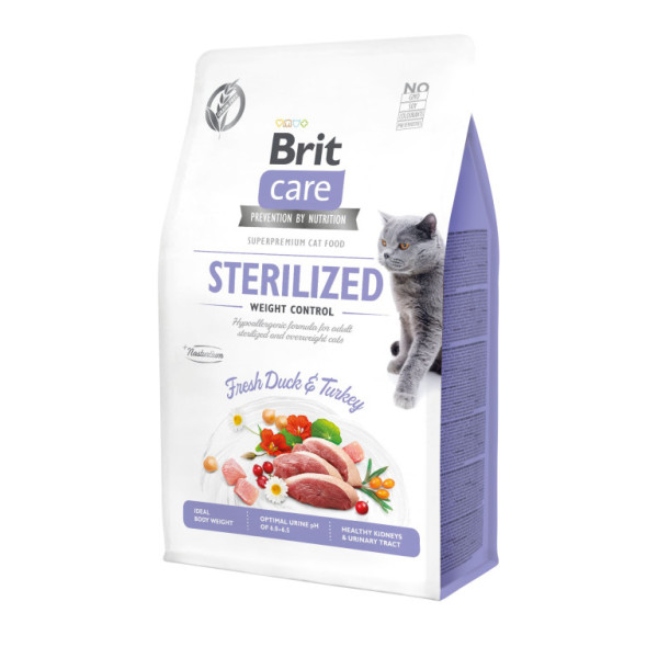 Brit Care Cat, bezzbożowa, sterylizowana, kontrolująca wagę, 0,4 kg