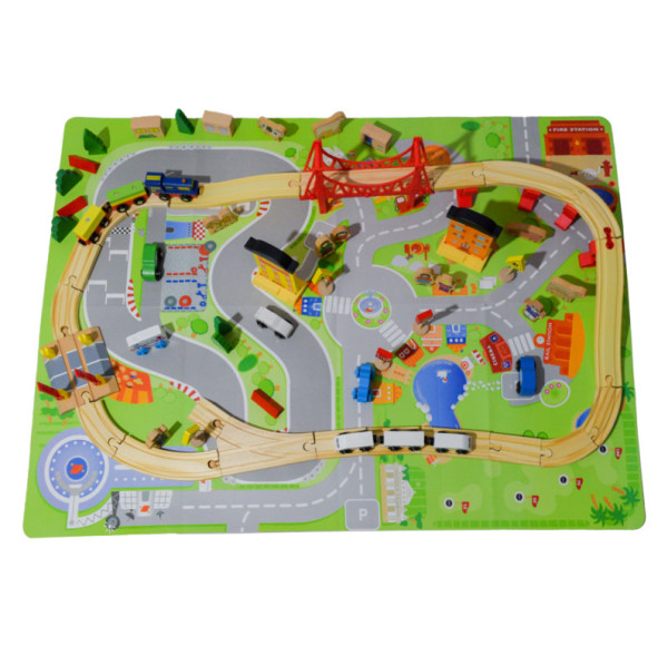 Aga4Kids Drewniane tory kolejowe 75 elementów