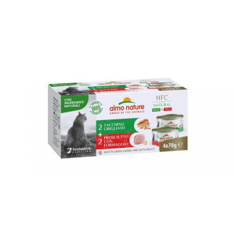 Almo Nature HFC Made In Italy wielopak szynka z serem/grillowany indyk 4x70g