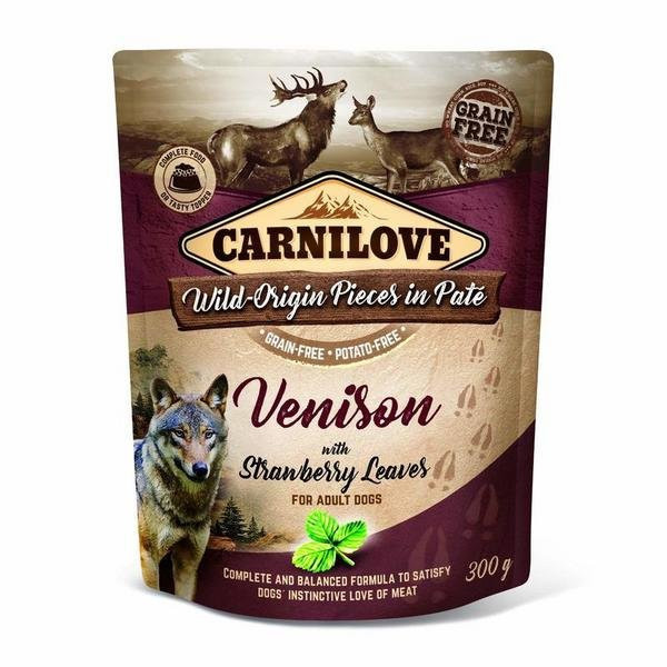Torebka Carnilove Dog Pasztet z Dziczyzny z Liśćmi Truskawki 300g